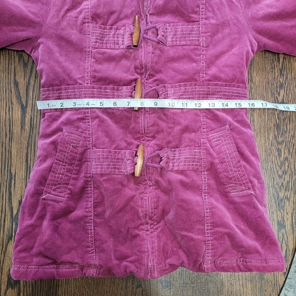 Salt & Pepper Fucshia Corduroy and Sherpa Hooded Winter Jacket Size Women Small - Picture 9 of 12